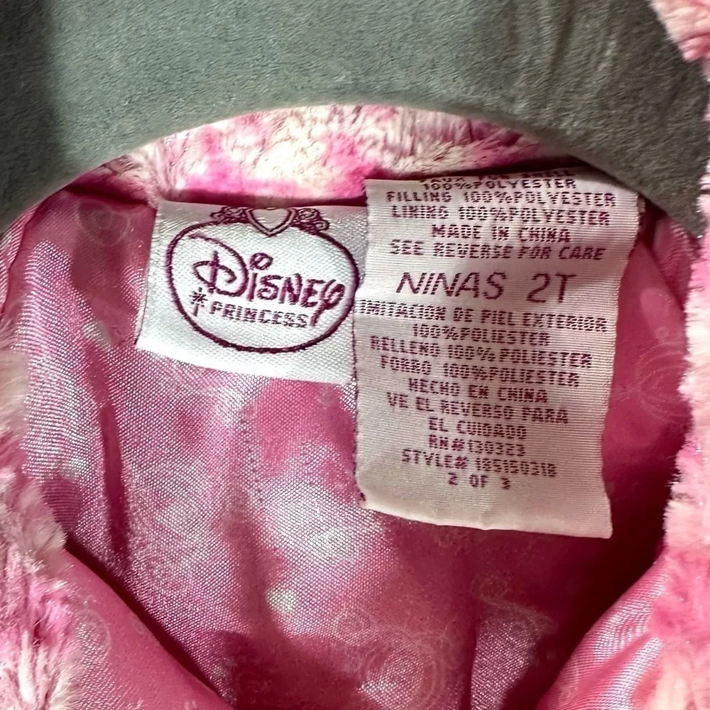 Disney Princess pink checkered faux fur button up coat size 2T